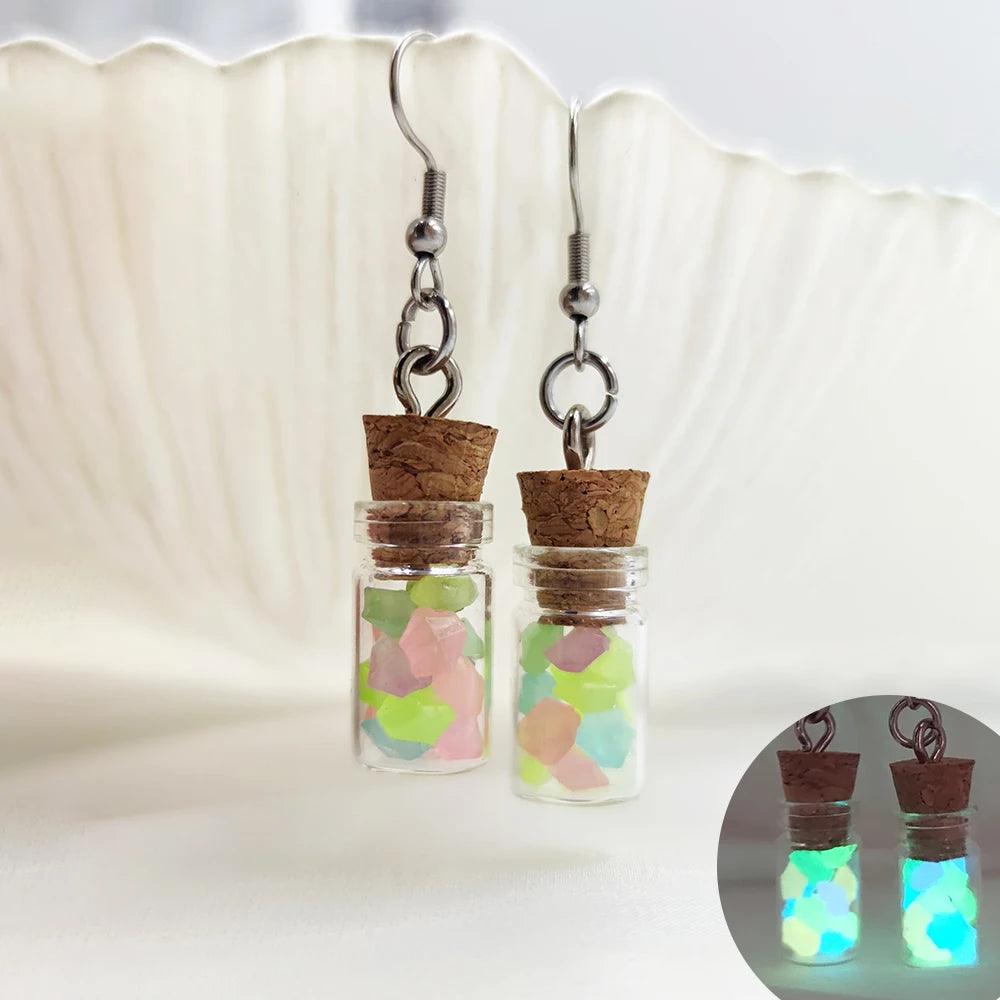 Glow In The Dark Ghost In Bottle Earrings - Dabfavshop