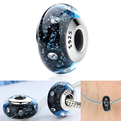 Colorful Flower Murano Glass Charm Fit Original Bracelet Necklace Heart 925 Sterling Silver Murano Glass Fine Jewelry Dabfavshop