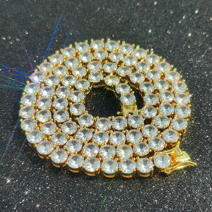 3mm Tennis Chain 1 Row Bling Zircon Copper Material Necklace Hip Hop Man and Women Iced Out Jewelry Drop shipping Dabfavshop