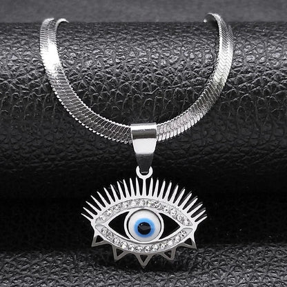 Vintage Crystal Evil Demon Eye Choker Necklaces for Women Stainless Steel Gold Plated Dabfavshop