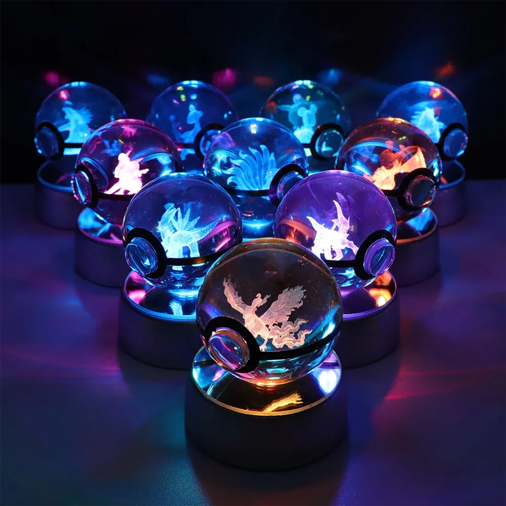 Pokemon 3D Crystal Ball Multi Color LED Light Base - Dabfavshop