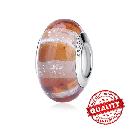 Colorful Flower Murano Glass Charm Fit Original Bracelet Necklace Heart 925 Sterling Silver Murano Glass Fine Jewelry Dabfavshop