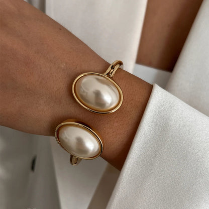 6 Styles Geometric Gold Color Cuff Spring Bangles Wide Hand Bracelets Dabfavshop