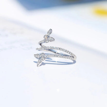 Fashion Double Butterfly Ring for Women 925 Sterling Silver Clear Zircon Diamond Wedding Engagement Ring Gift Jewelry Wholesale Dabfavshop