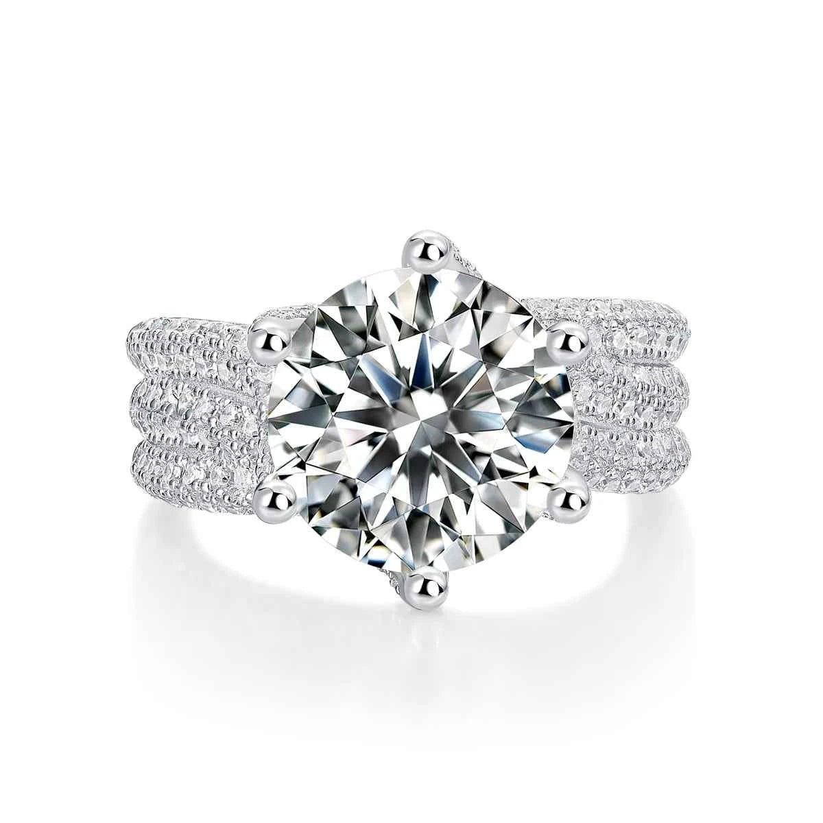 5CT Moissanite Engagement Ring S925 Silver with Round Brilliant Cut Stones and Claw Setting - Luxury Wedding or Proposal Jewelry Dabfavshop