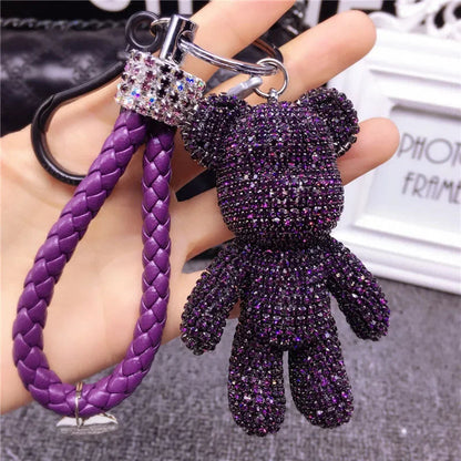 Rhinestone Gloomy Bear Keychain Handmade Car Tassel Key Chain Ring Holder Pendant Bag Charm for Women Dabfavshop