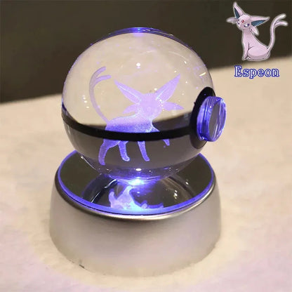 Pokémon 3D Crystal Ball With Multi Color LED Base - Dabfavshop