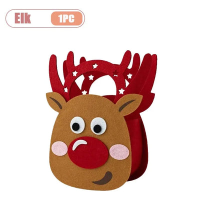 1-10PCS Christmas Felt Gift Bag Creative Holiday Candy Apple Tote Bag for Kids Party Favor Bag for Christmas Eve Gift Wrapping Dabfavshop