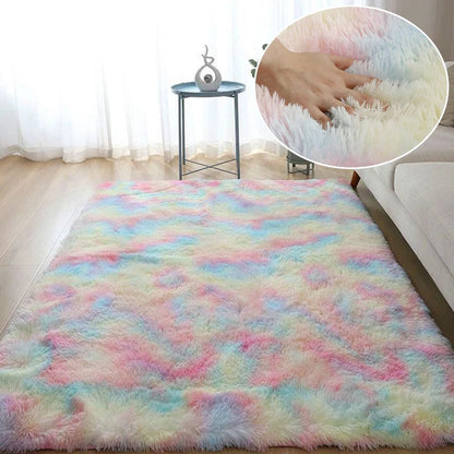 RainbowCloud Plush Rug – Soft, Fluffy & Vibrant! Dabfavshop