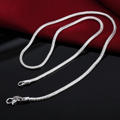 Silver Color Solid Snake Chain Necklace Men Women Fashion Jewelry For Pendant Dabfavshop