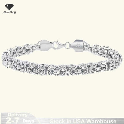 New S925 Sterling Silver Byzantine Emperor Chain Bracelet