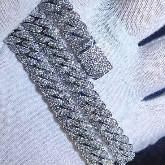 Cubic Zircon CZ Iced Out Bubbles Cuban Link Chain Necklace Jewelry Birthday Gift