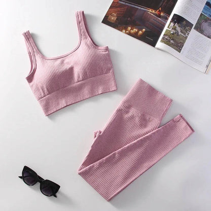 High Waist Women's Yoga Leggings & Sports Bra Set - Dabfavshop