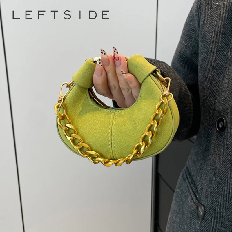 LEFTSIDE Mini PU Leather Saddle Shoulder Bag for Women 2024 Winter New Trend Y2K Handbags and Purses Females Crossbody Bags Dabfavshop