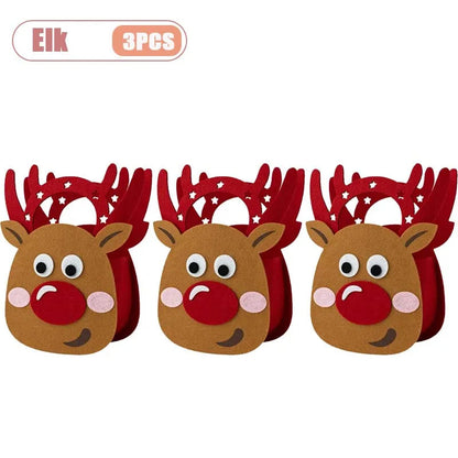 1-10PCS Christmas Felt Gift Bag Creative Holiday Candy Apple Tote Bag for Kids Party Favor Bag for Christmas Eve Gift Wrapping Dabfavshop