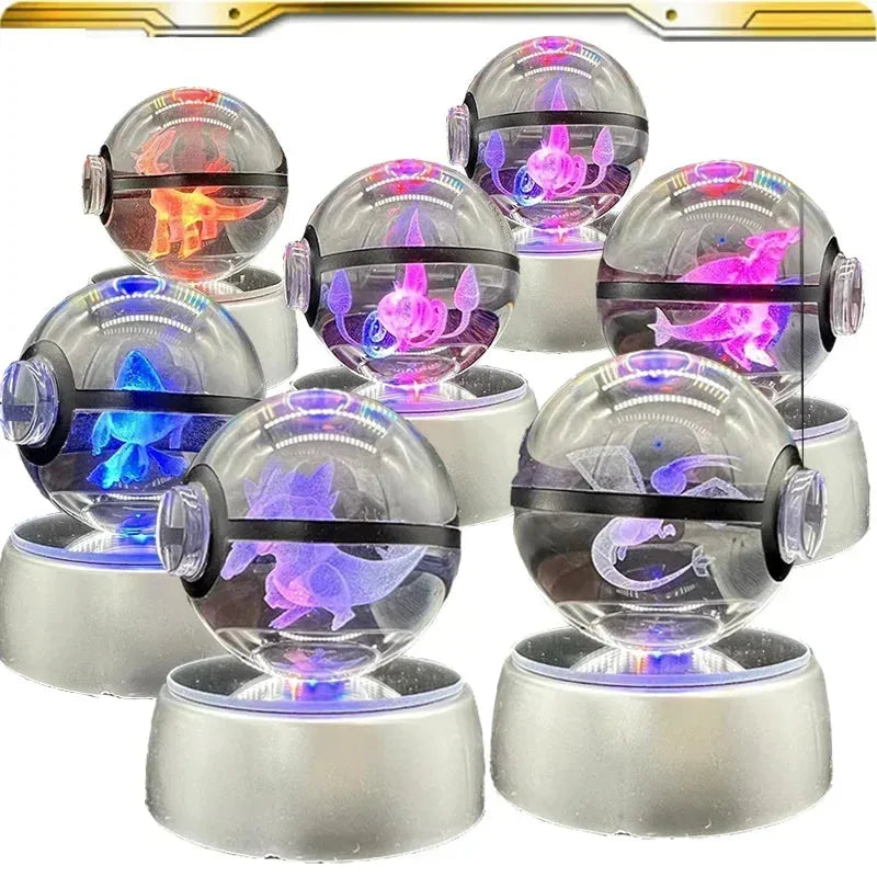 New Pokemon Multi Color Crystal Ball With LED Light Base - Dabfavshop