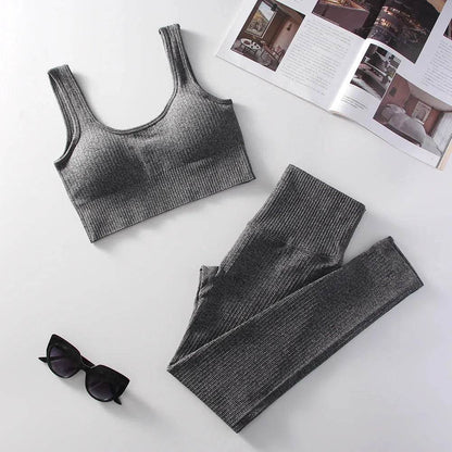 High Waist Women's Yoga Leggings & Sports Bra Set - Dabfavshop