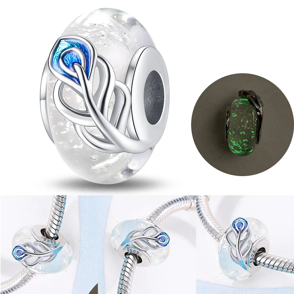 Colorful Flower Murano Glass Charm Fit Original Bracelet Necklace Heart 925 Sterling Silver Murano Glass Fine Jewelry Dabfavshop