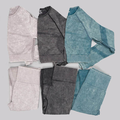 Women's 2pcs Yoga Sets for Seamless Sports High Waist Tights - Dabfavshop