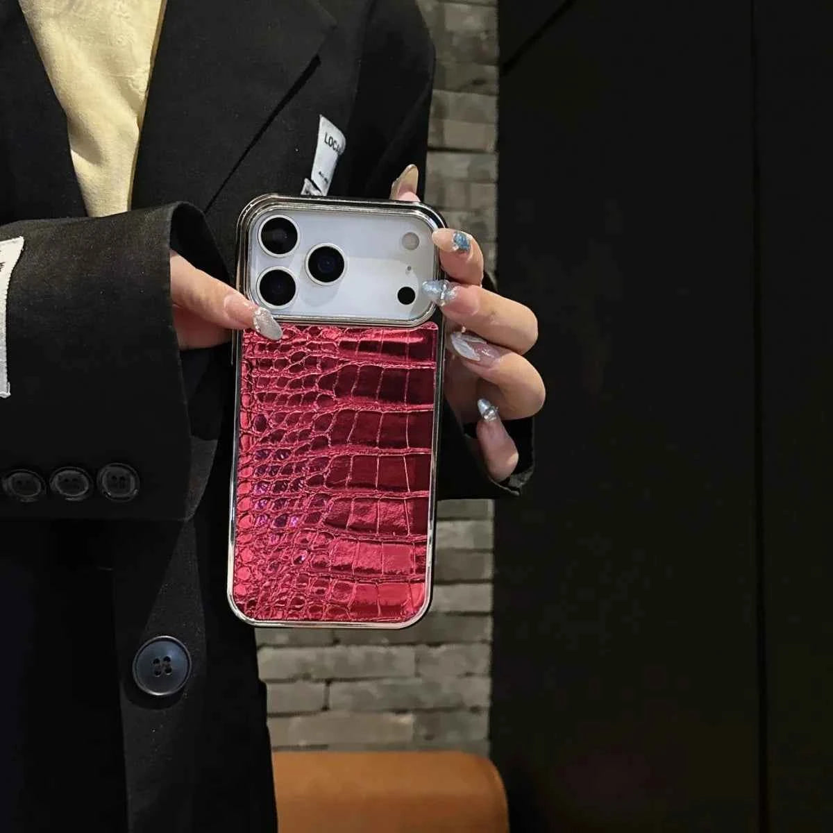 Plating Colorful Crocodile Leather Texture Phone Case For iPhones