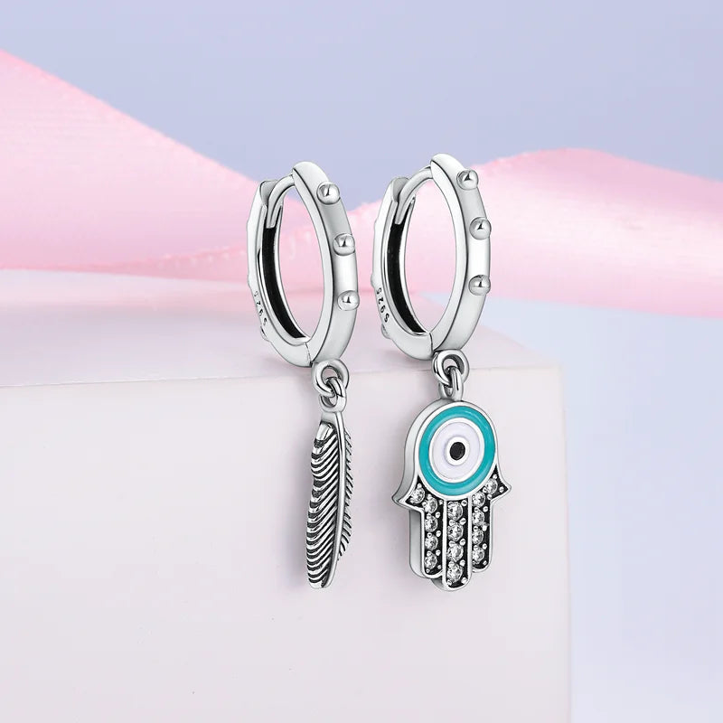 Dreamcatcher Snake Bone Earrings Cross Devil's Eye Feather Ear drop Earring Women Fine Party Jewelry Dabfavshop