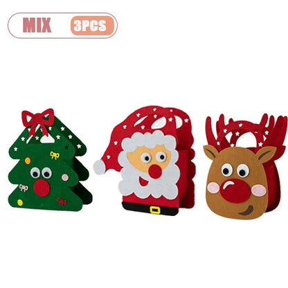 1-10PCS Christmas Felt Gift Bag Creative Holiday Candy Apple Tote Bag for Kids Party Favor Bag for Christmas Eve Gift Wrapping Dabfavshop