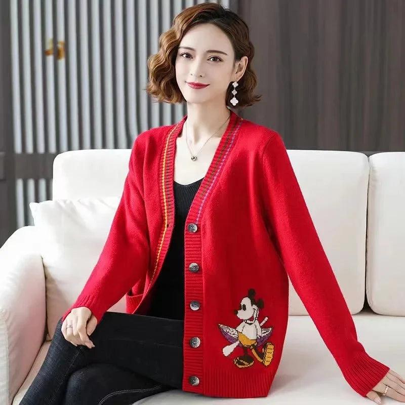 Disney Knitted Cardigan Donald Cartoon Sweaters for Women - Dabfavshop