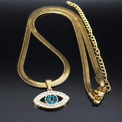 Vintage Crystal Evil Demon Eye Choker Necklaces for Women Stainless Steel Gold Plated Dabfavshop