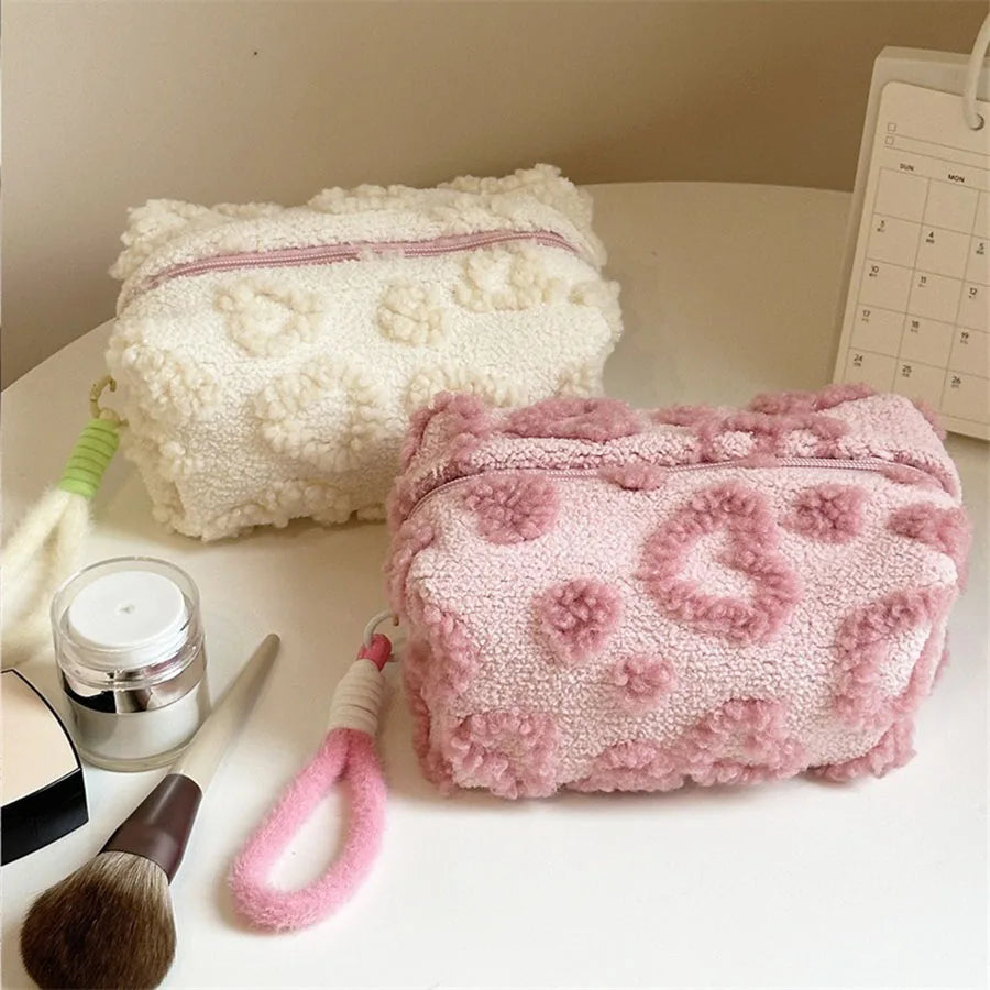 Plush Makeup Bags with Handle Soft Travel Cosmetic Storage Bag Dabfavshop
