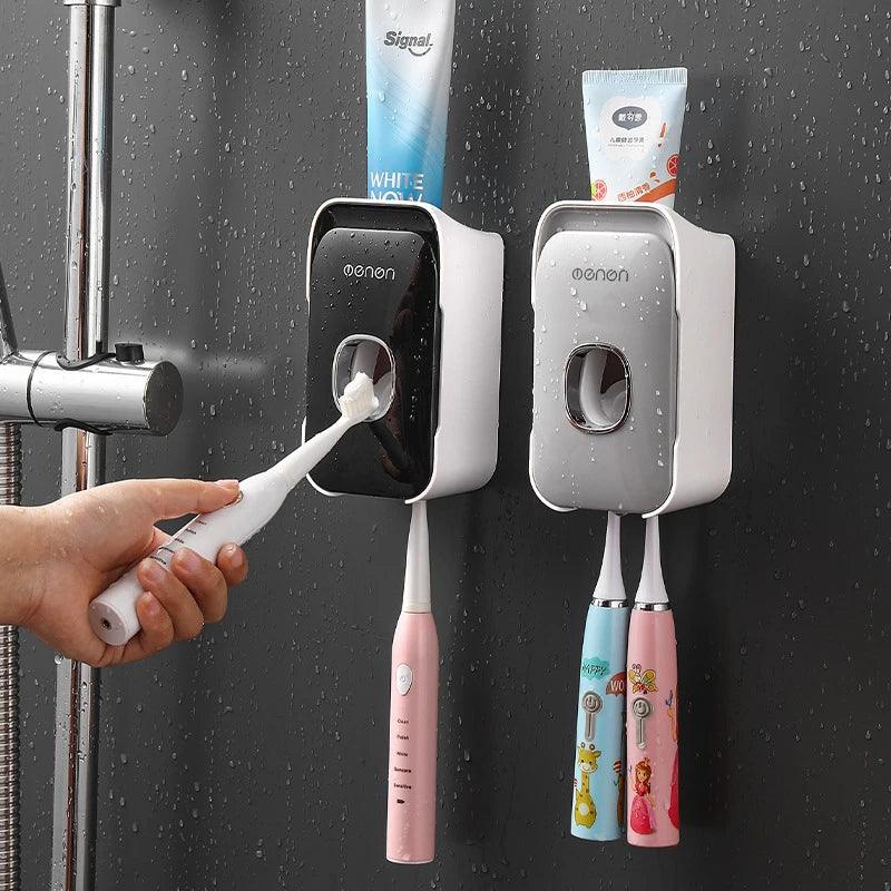 Wall Mounted Automatic Toothpaste Dispenser With Toothbrush Holder - Dabfavshop