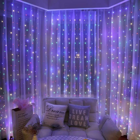 LED Curtain Garland 6x3M/3x3M USB Power Fairy Lights with Remote Control for Christmas New Year Window Decor Festoon Lighting Dabfavshop