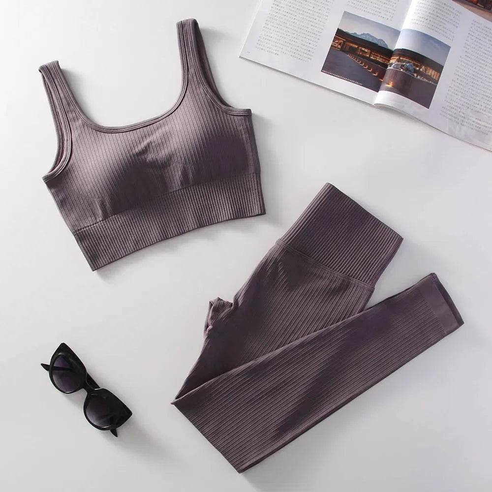 High Waist Women's Yoga Leggings & Sports Bra Set - Dabfavshop
