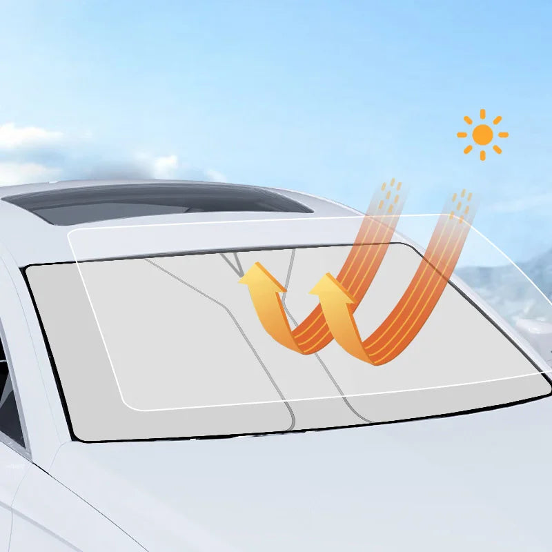 SEAMETAL Car Windshield Sun Shade Cover Front Window Sun Visor Protection Foldable Car Curtains for Summer Cooling UV Refletive Dabfavshop