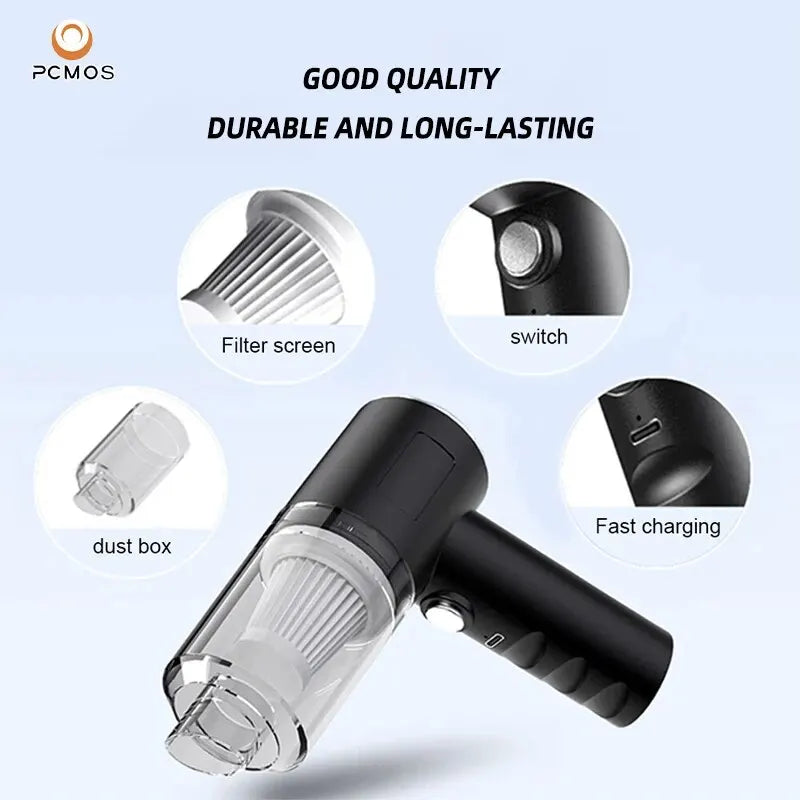 Wireless Vacuum Cleaner Dual Use for Home and Car 120W High Power Powerful Vacuum Cleaner Black PCMOS 1PC Dabfavshop