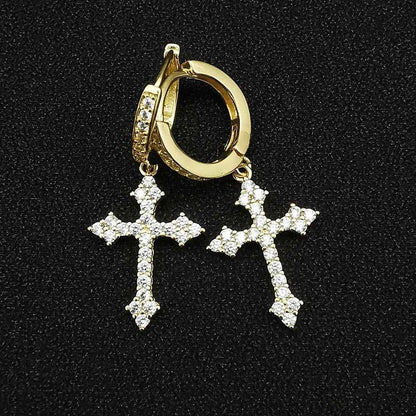 Gold Silver Cross Earrings