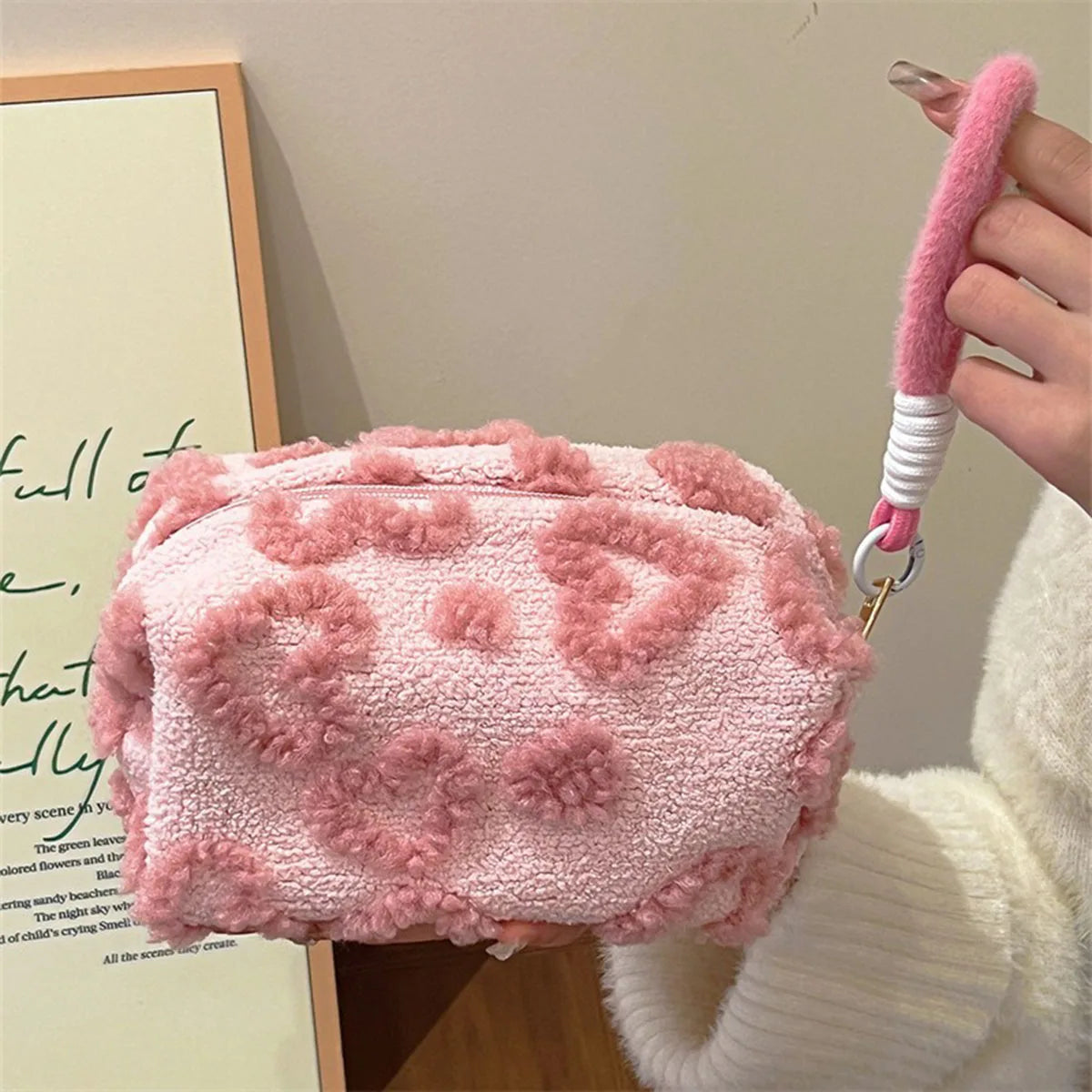 Plush Makeup Bags with Handle Soft Travel Cosmetic Storage Bag Dabfavshop