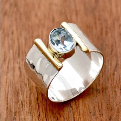 Vintage Trend Setting Zirconia Wide Face Geometric Women's Ring Niche Design Holiday Jewelry Accessories Gifts