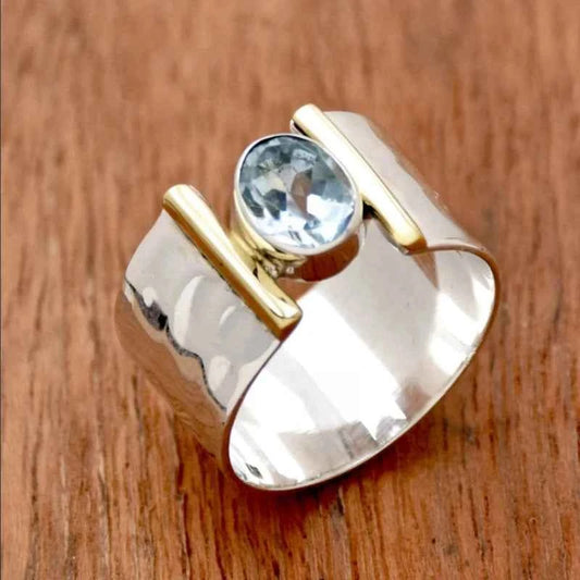 Vintage Trend Setting Zirconia Wide Face Geometric Women's Ring Niche Design Holiday Jewelry Accessories Gifts