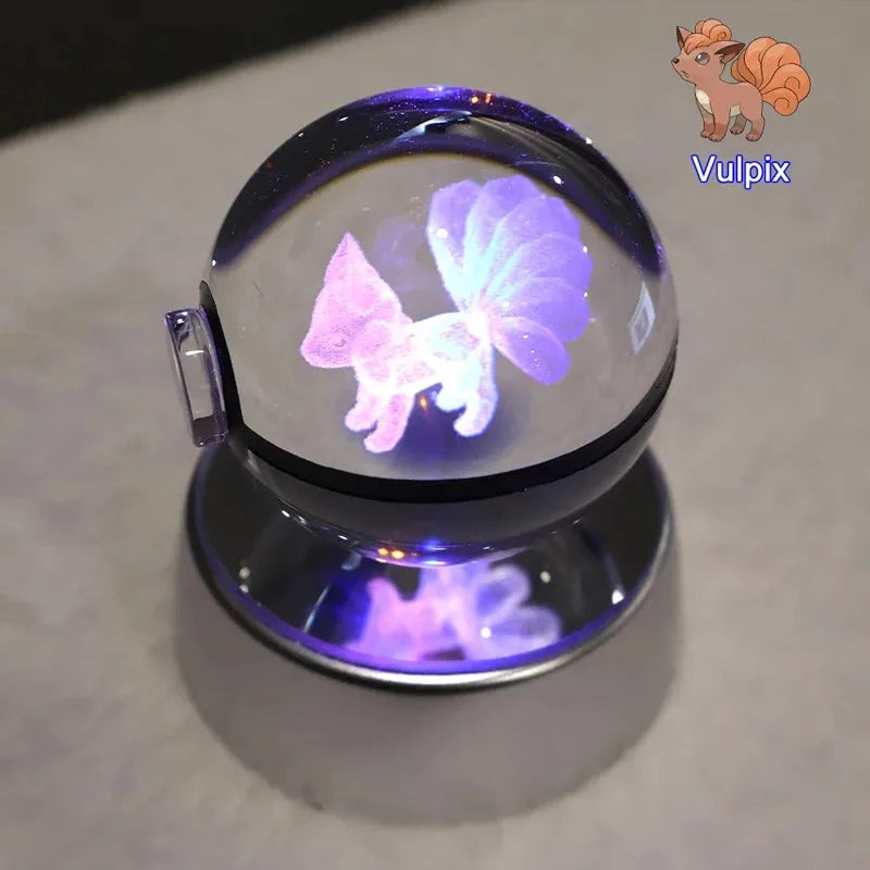 Pokémon 3D Crystal Ball With Multi Color LED Base - Dabfavshop