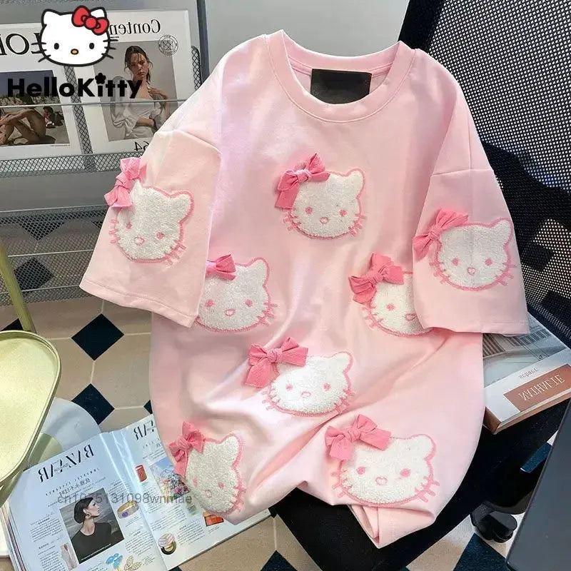 Pink Hello Kitty Short Sleeve T-shirts For Women - Dabfavshop