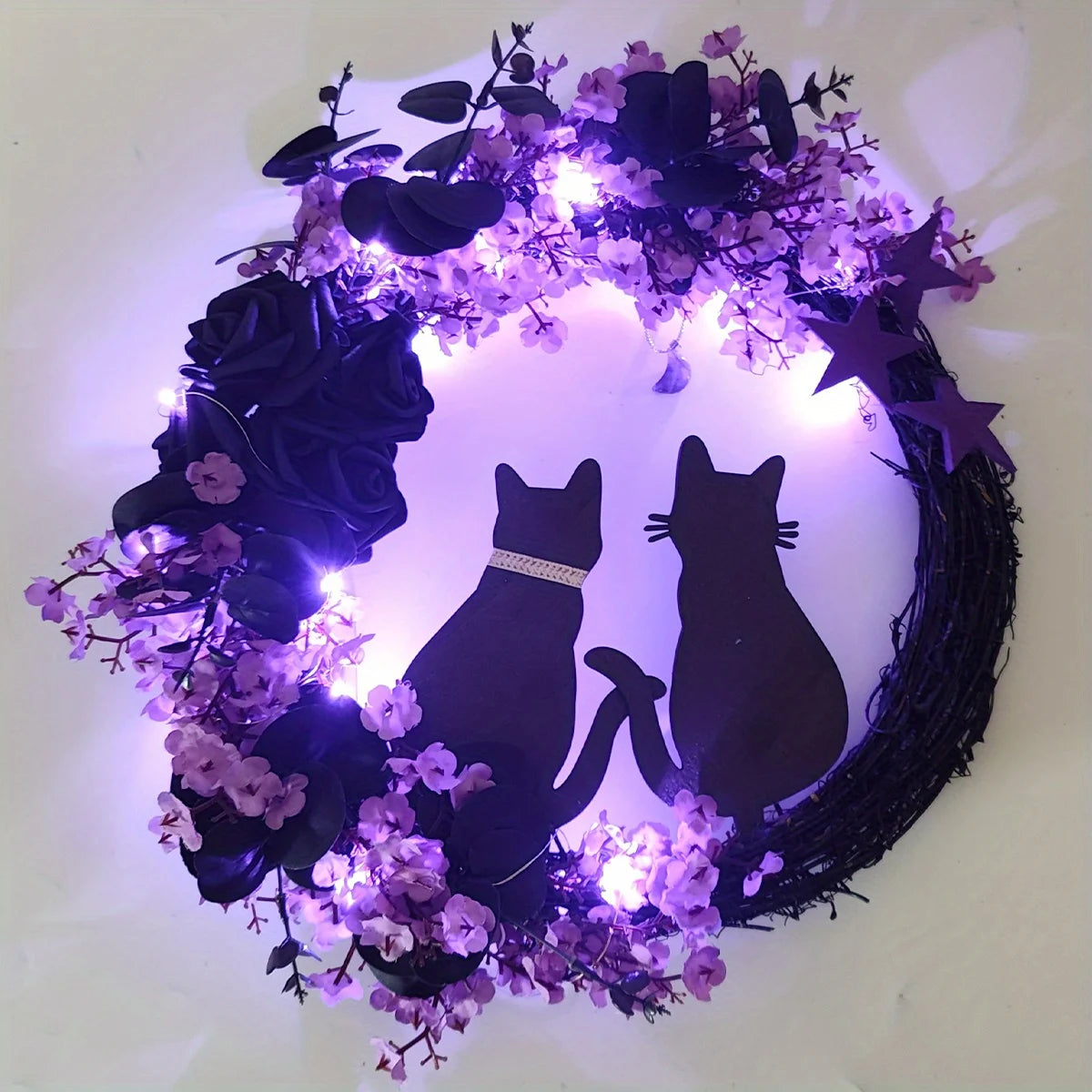 Black Cat Wreath Halloween Decor for Front Door/Window Dabfavshop