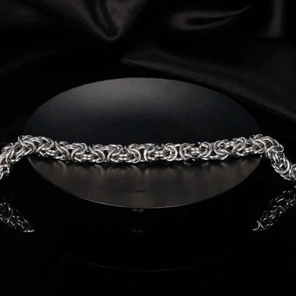 New S925 Sterling Silver Byzantine Emperor Chain Bracelet