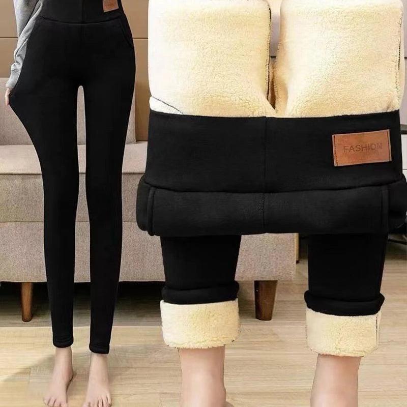 High Waist Women Lamb Fleece Leggings - Dabfavshop