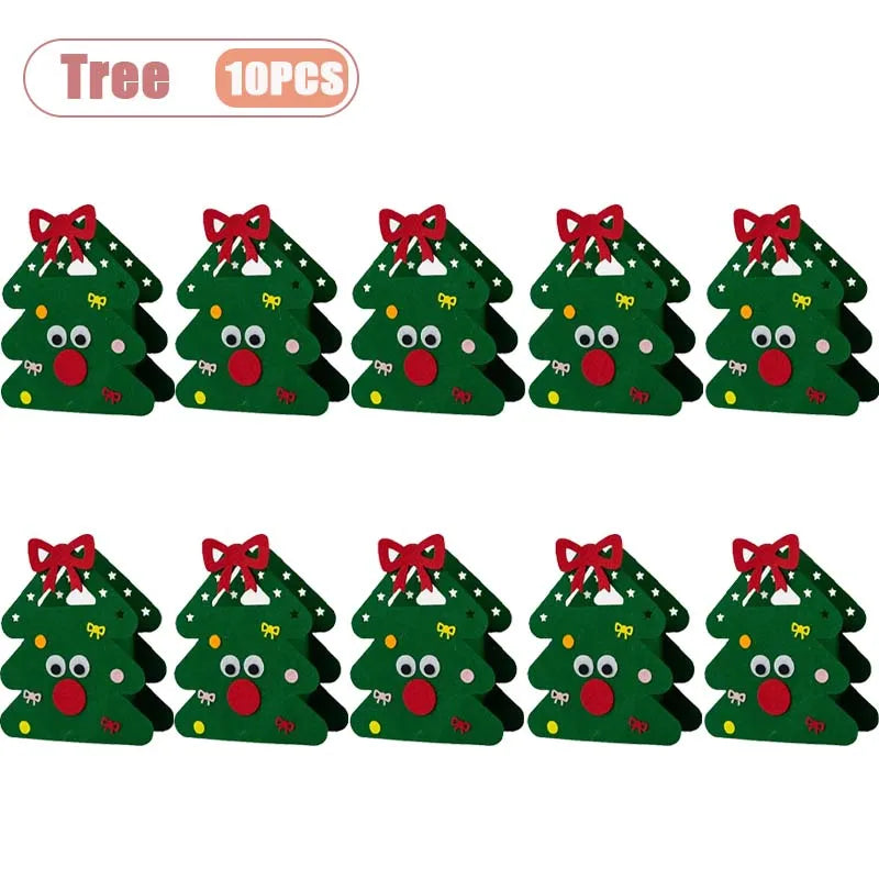 1-10PCS Christmas Felt Gift Bag Creative Holiday Candy Apple Tote Bag for Kids Party Favor Bag for Christmas Eve Gift Wrapping Dabfavshop