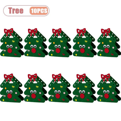 1-10PCS Christmas Felt Gift Bag Creative Holiday Candy Apple Tote Bag for Kids Party Favor Bag for Christmas Eve Gift Wrapping Dabfavshop
