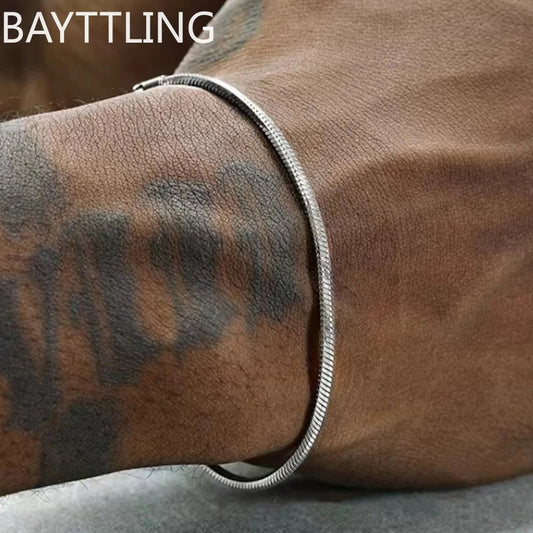 Snake Chain Bracelet 925 sterling silver Men Simple Bracelet For Women Fashion Charm Punk Party Jewelry Wholesale Dabfavshop