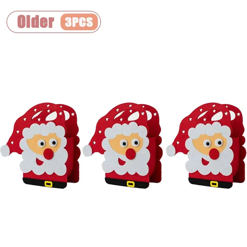 1-10PCS Christmas Felt Gift Bag Creative Holiday Candy Apple Tote Bag for Kids Party Favor Bag for Christmas Eve Gift Wrapping Dabfavshop