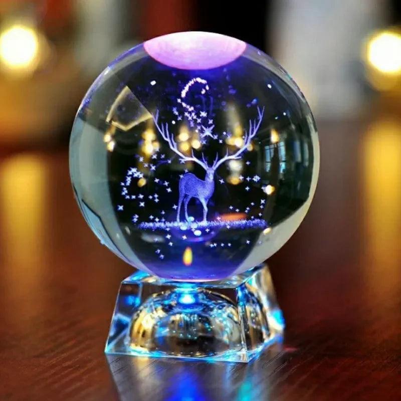 LED Crystal Ball 3D Solar System Planets Crystal Ball Glass Ball Home Decoration Valentine's Day Gift Ornament - Dabfavshop