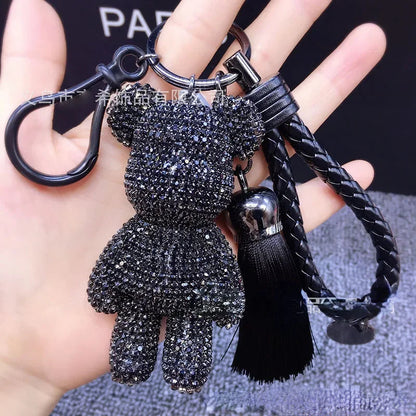 Rhinestone Gloomy Bear Keychain Handmade Car Tassel Key Chain Ring Holder Pendant Bag Charm for Women Dabfavshop