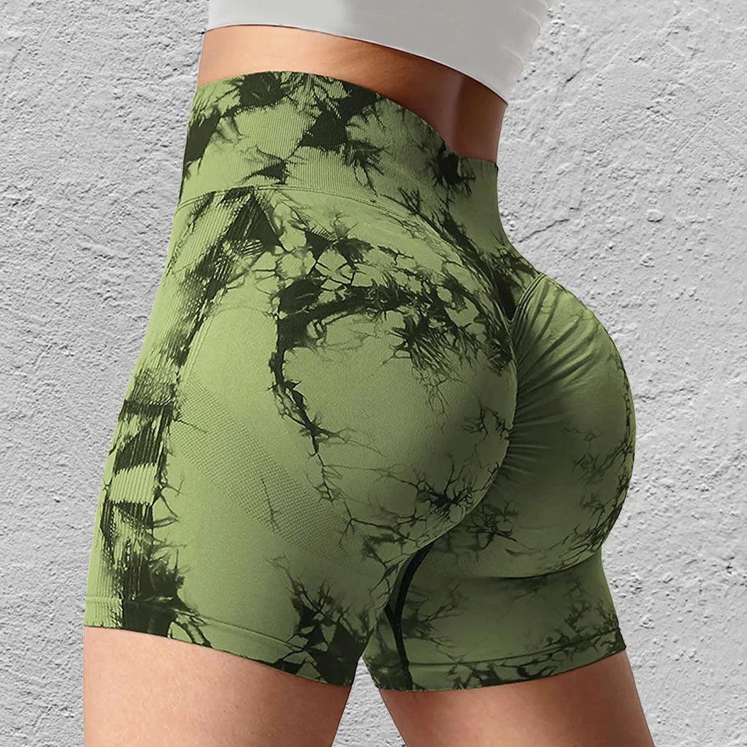 Seamless Tie Dye Sport Shorts For Women High Waist - Dabfavshop